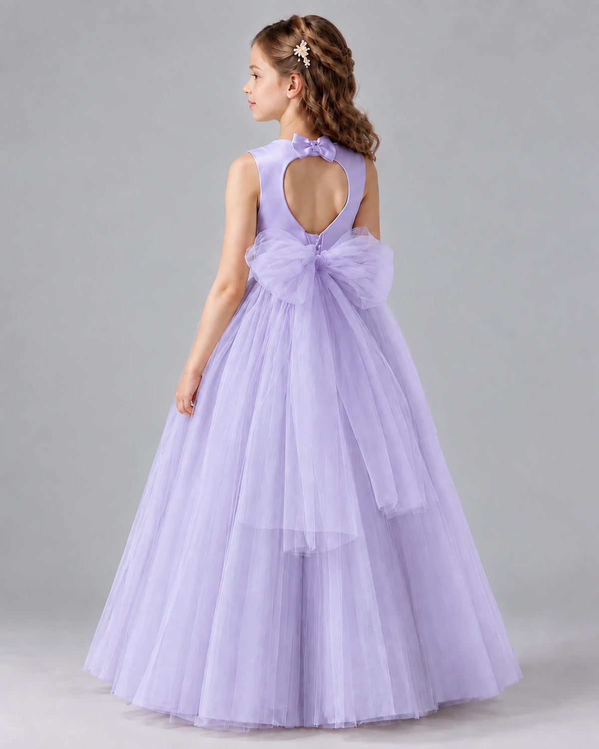 Lavender Ball Gown Flower Girl Dresses Back