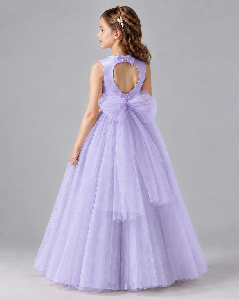 Lavender Ball Gown Flower Girl Dresses Back