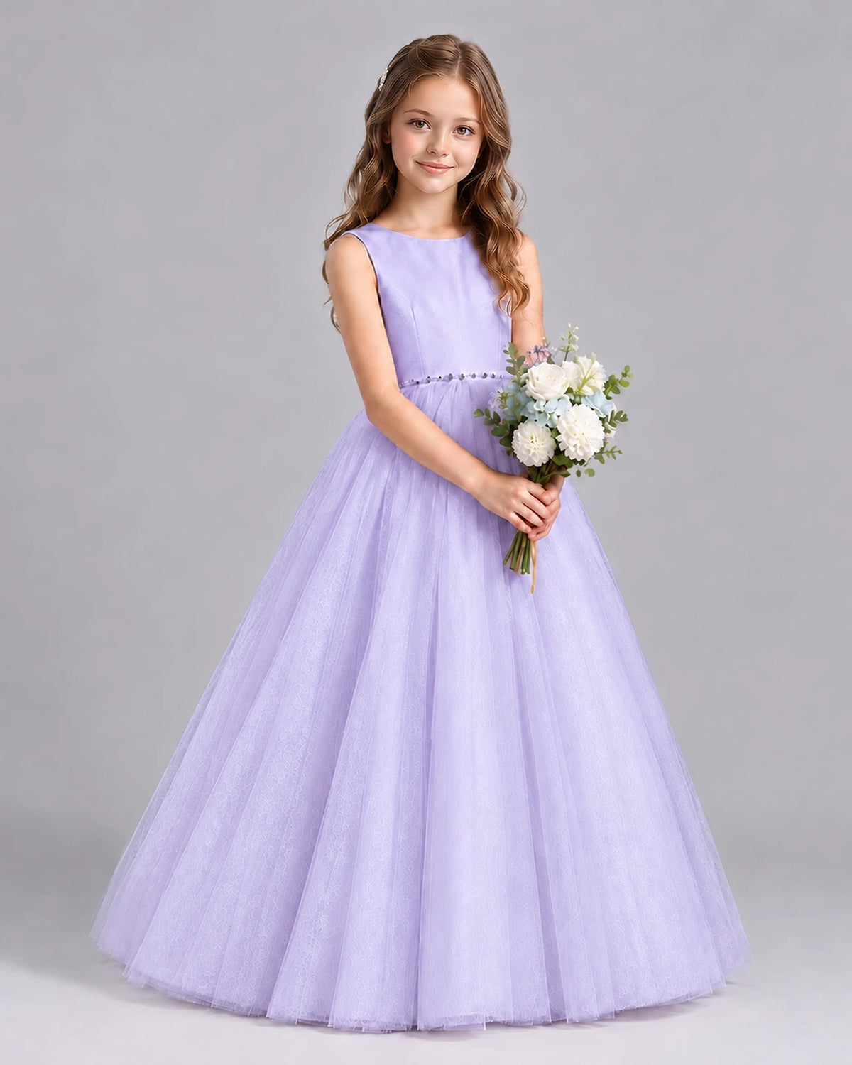 Lavender Ball Gown Flower Girl Dresses Side