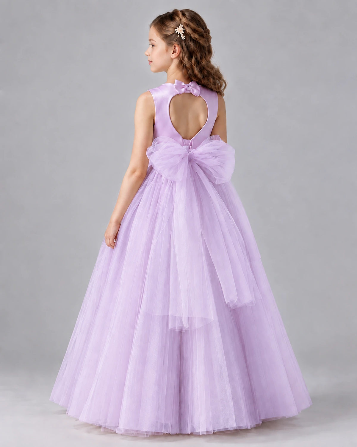 Lilac Ball Gown Flower Girl Dresses Back