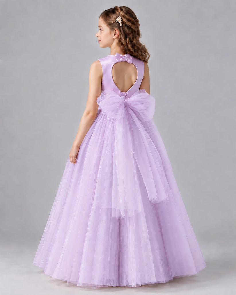 Lilac Ball Gown Flower Girl Dresses Back