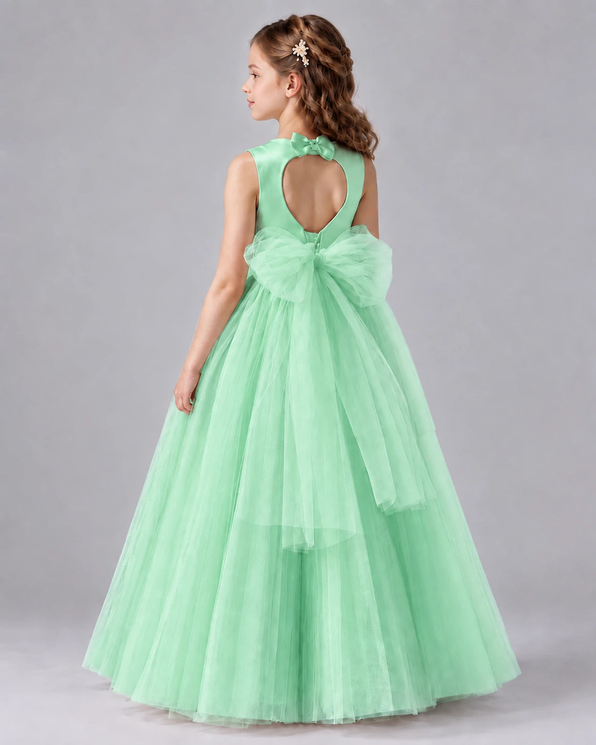 Mint Green Ball Gown Flower Girl Dresses Back