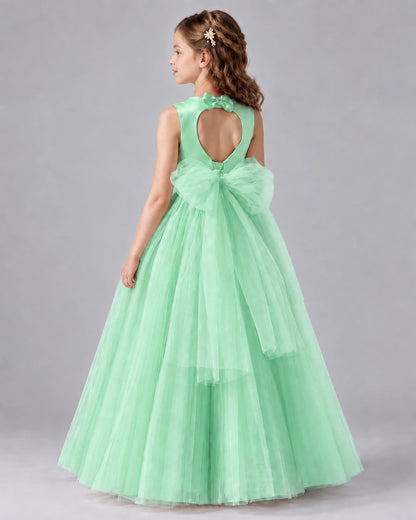 Mint Green Ball Gown Flower Girl Dresses Back