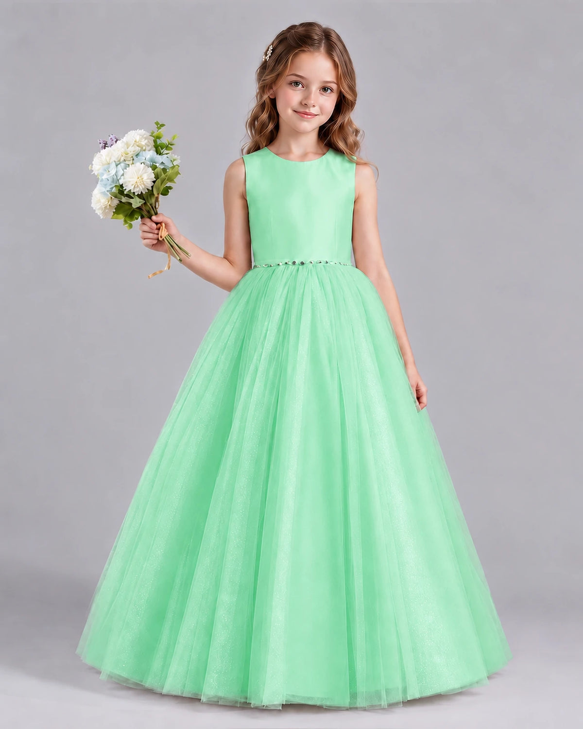 Mint Green Ball Gown Flower Girl Dresses Front