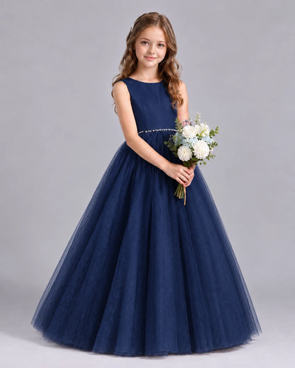 Navy Blue Ball Gown Flower Girl Dresses Side
