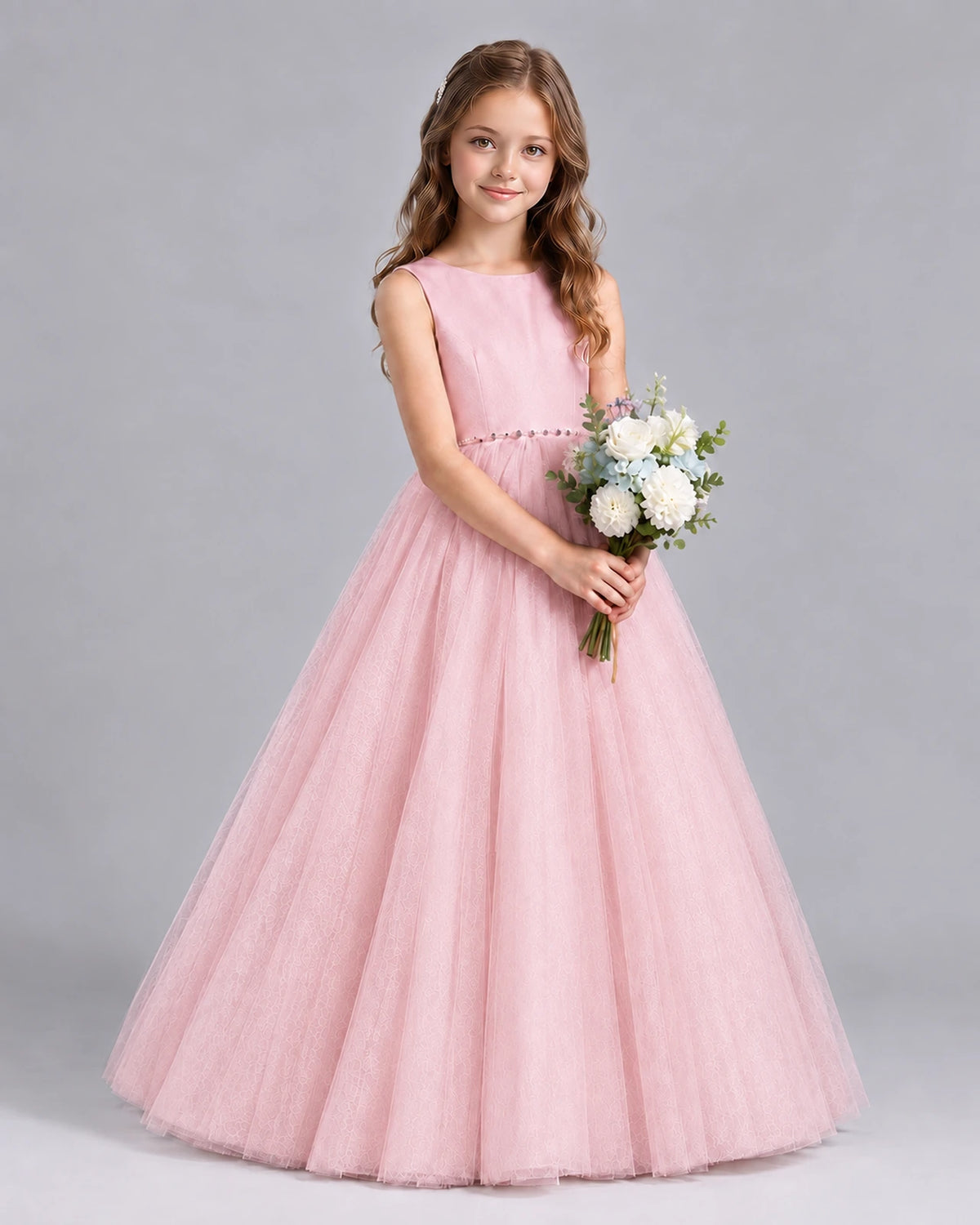 Pink Ball Gown Flower Girl Dresses Side