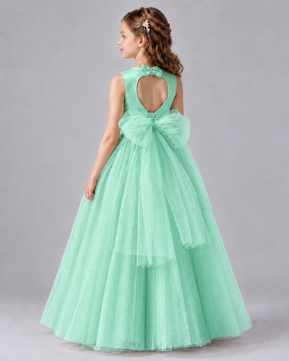 Turquoise Ball Gown Flower Girl Dresses Back