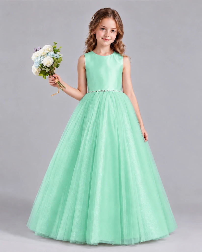 Turquoise Ball Gown Flower Girl Dresses Front