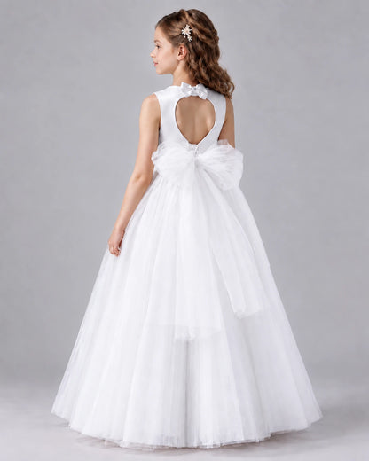 White Ball Gown Flower Girl Dresses Back