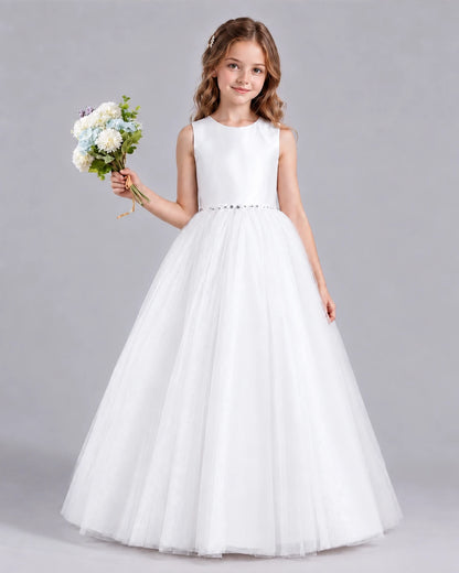 White Ball Gown Flower Girl Dresses Front
