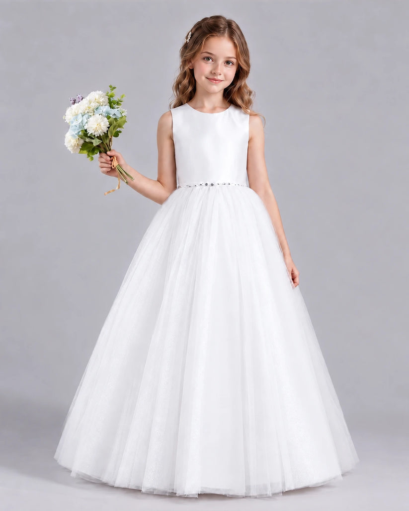 White Ball Gown Flower Girl Dresses Front