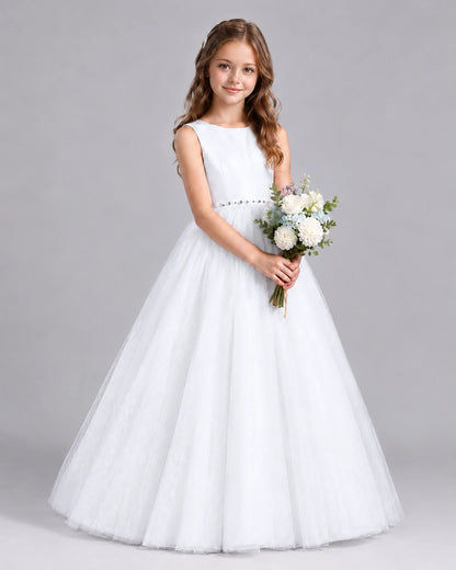 White Ball Gown Flower Girl Dresses Side