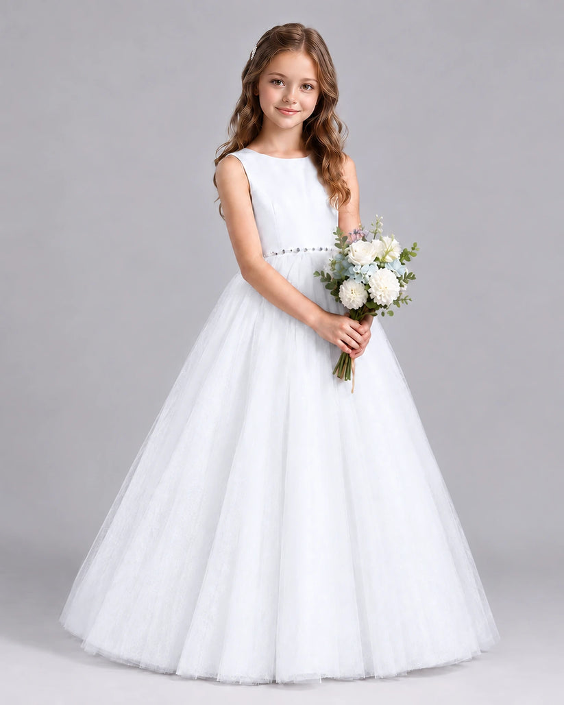 White Ball Gown Flower Girl Dresses Side