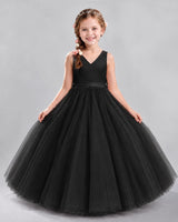 Black Ball Gown Flower Girl Dresses Front