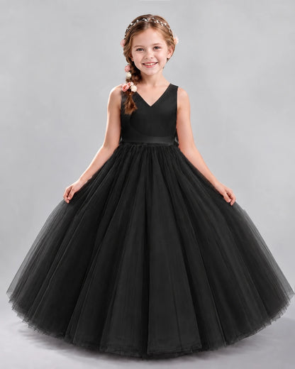 Black Ball Gown Flower Girl Dresses Front