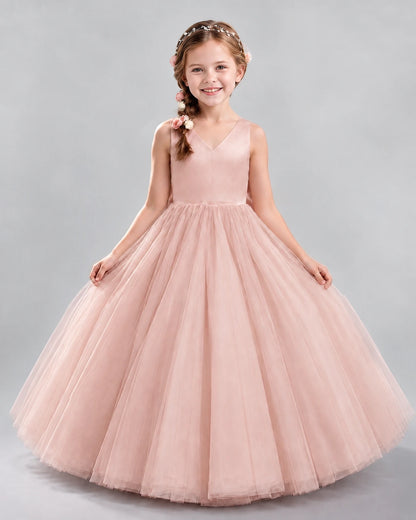 Blush Pink Ball Gown Flower Girl Dresses Front
