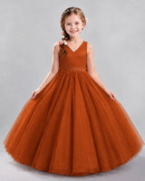 Burnt Orange Ball Gown Flower Girl Dresses Front