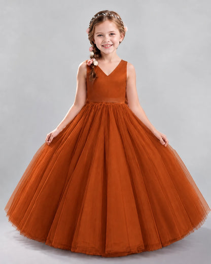 Burnt Orange Ball Gown Flower Girl Dresses Front