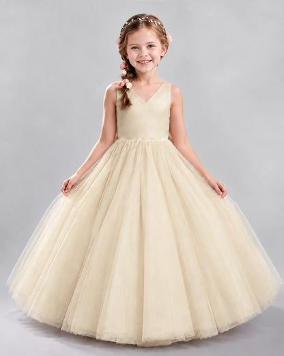 Champagne Ball Gown Flower Girl Dresses Front