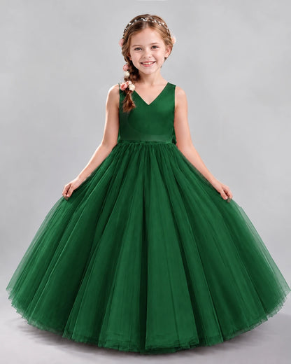 Dark Green Ball Gown Flower Girl Dresses Front