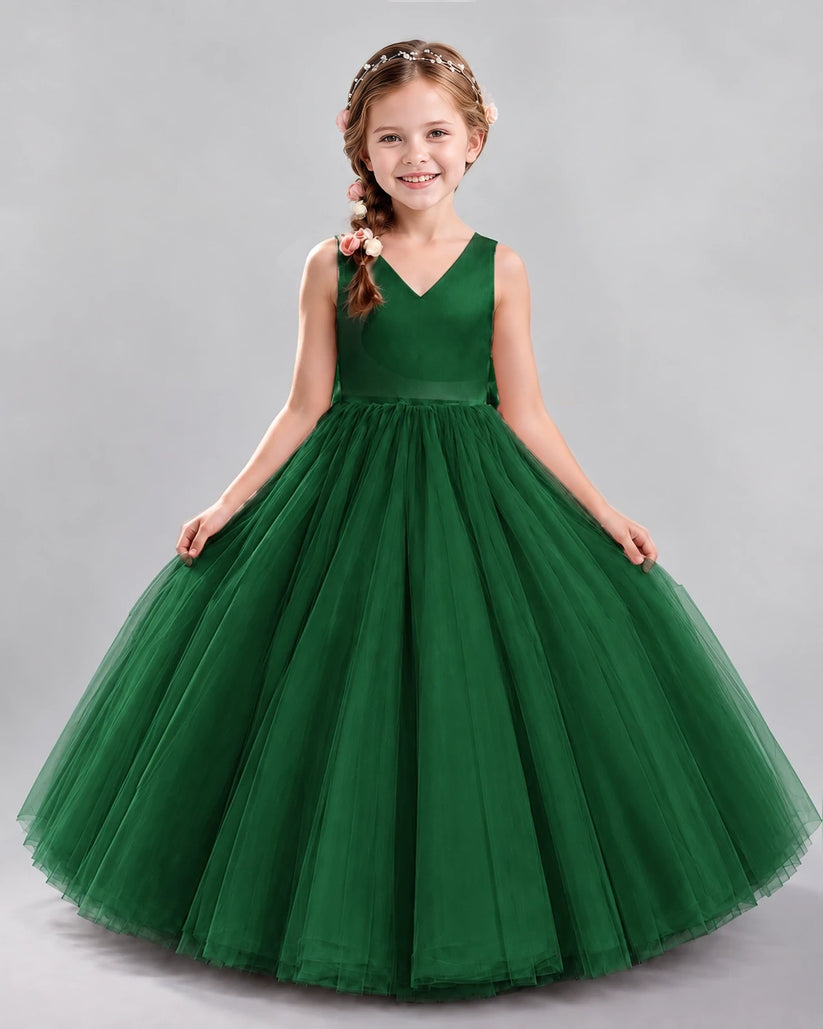 Dark Green Ball Gown Flower Girl Dresses Front