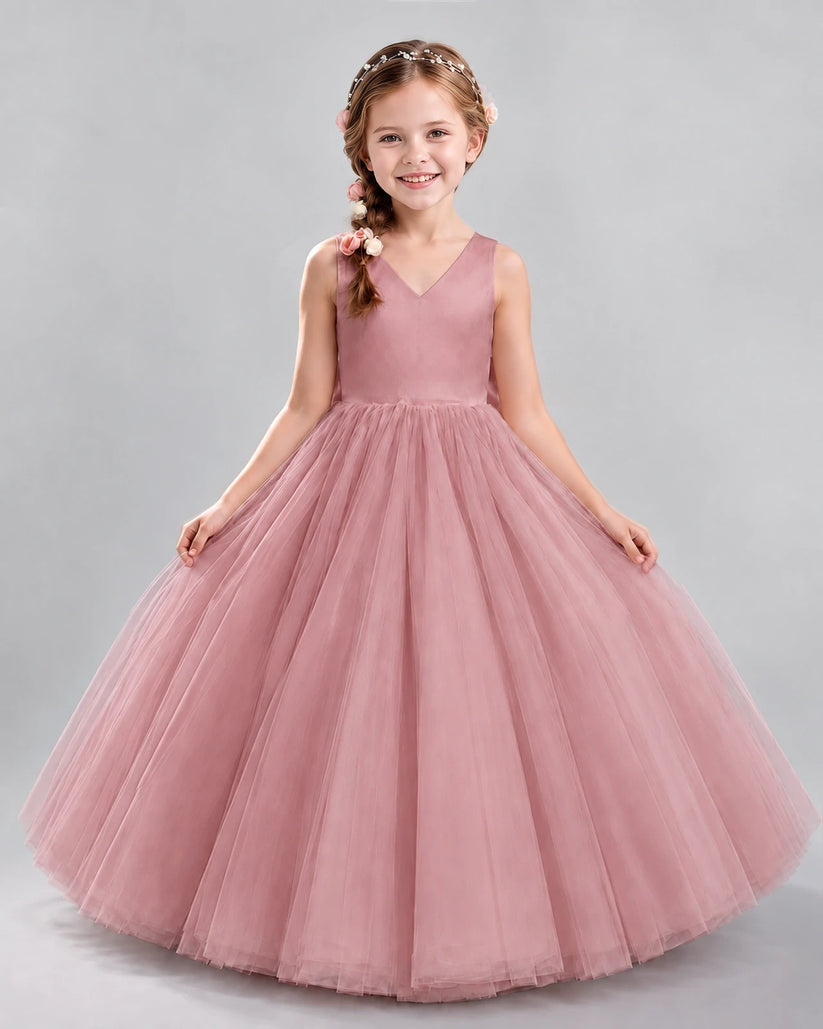 Blush Pink Ball Gown Flower Girl Dresses Front