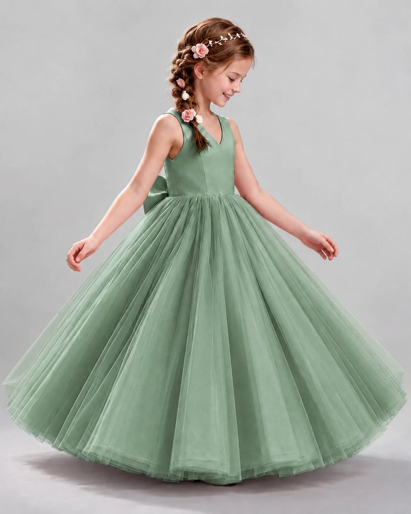 Eucalyptus Ball Gown Flower Girl Dresses Side