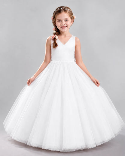 Ivory Ball Gown Flower Girl Dresses Front