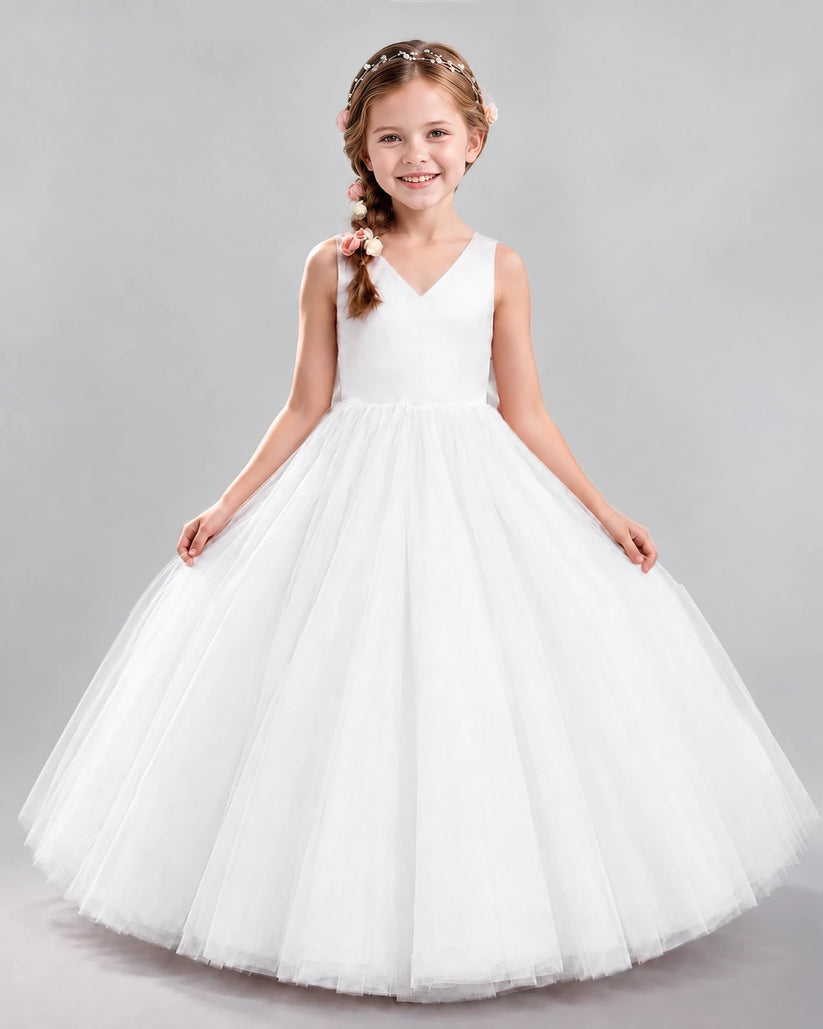 Ivory Ball Gown Flower Girl Dresses Front