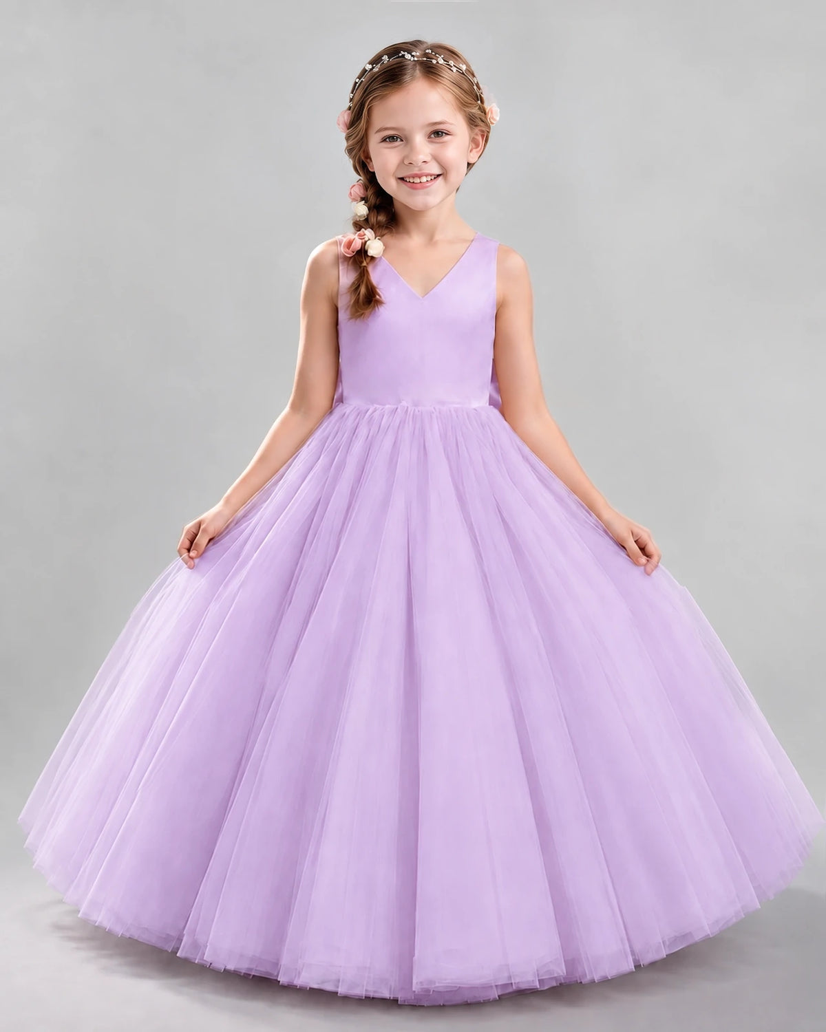 Lilac Ball Gown Flower Girl Dresses Front