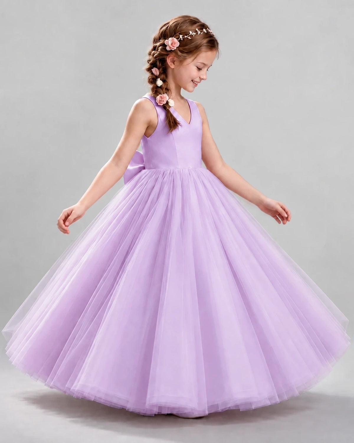 Lilac Ball Gown Flower Girl Dresses Side