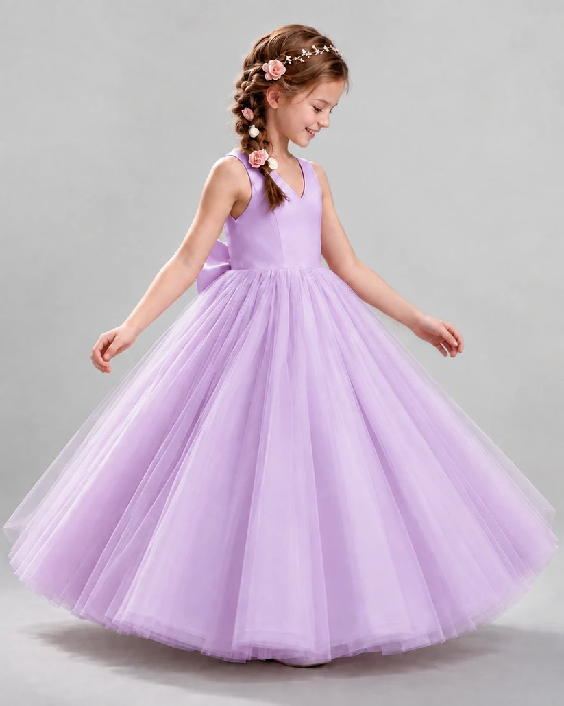 Lilac Ball Gown Flower Girl Dresses Side