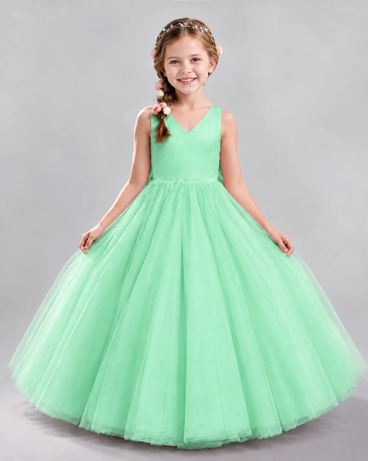 Mint Green Ball Gown Flower Girl Dresses Front