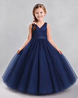 Navy Blue Ball Gown Flower Girl Dresses Front