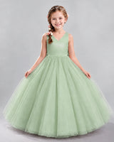 Sage Green Ball Gown Flower Girl Dresses Front