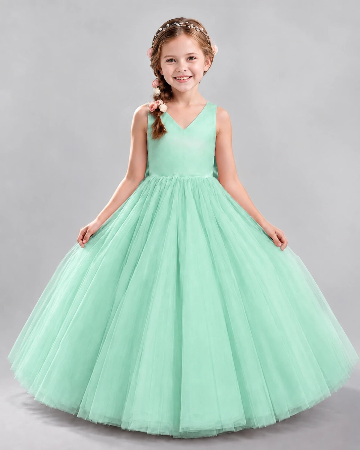 Turquoise Ball Gown Flower Girl Dresses Front
