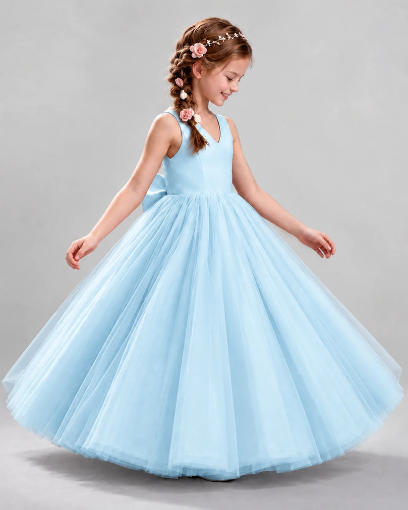 Baby Blue Ball Gown Flower Girl Dresses Side