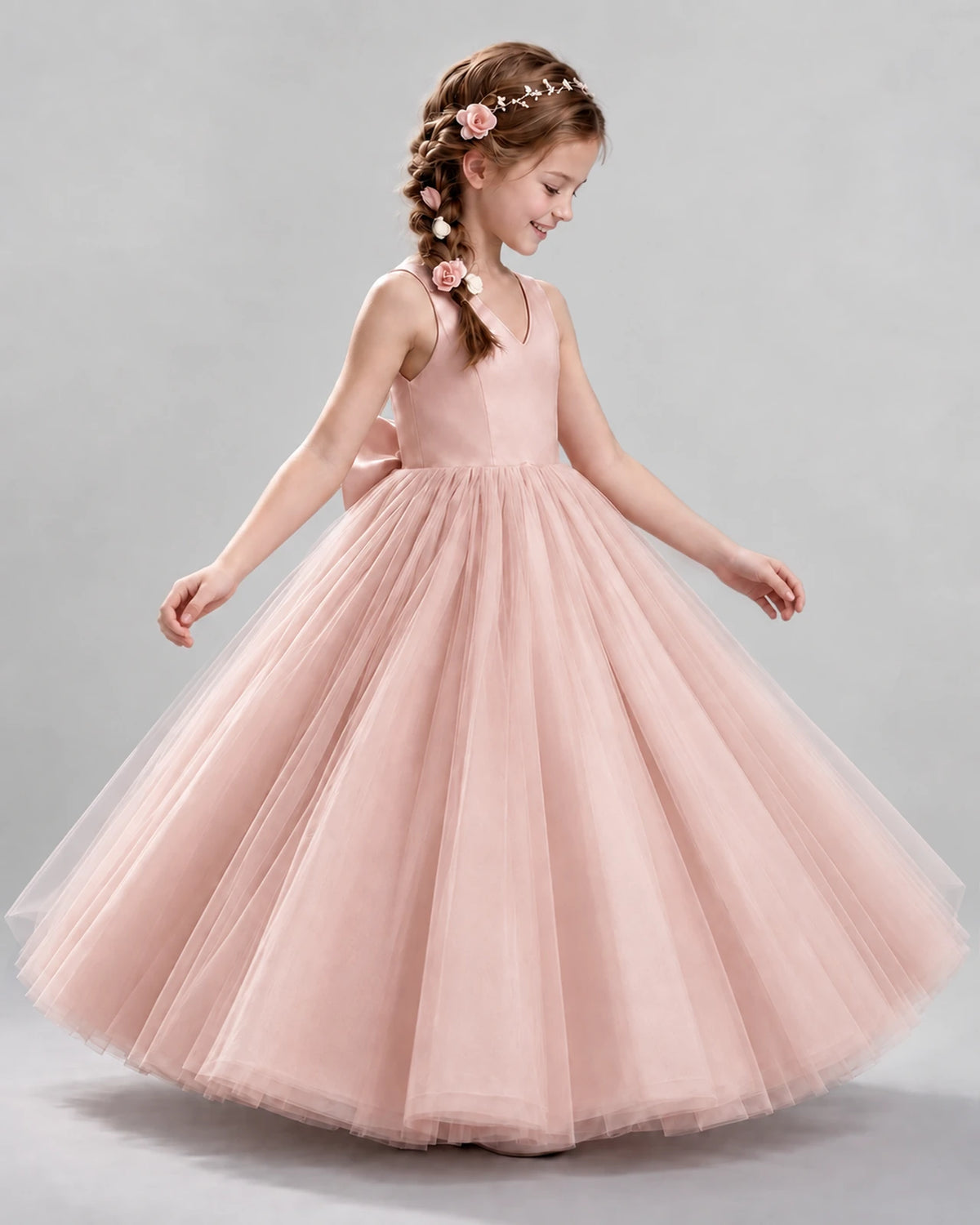Blush Pink Ball Gown Flower Girl Dresses Side
