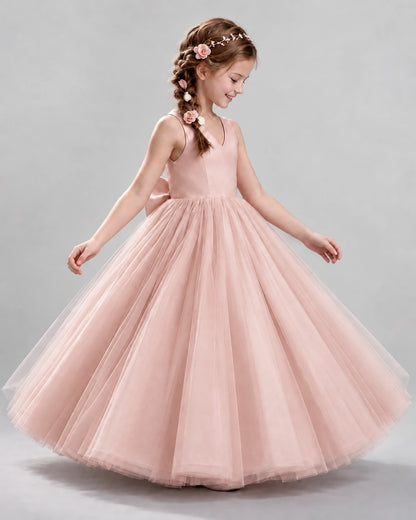 Blush Pink Ball Gown Flower Girl Dresses Side