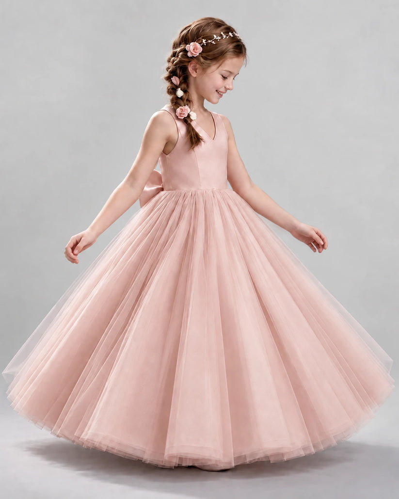 Blush Pink Ball Gown Flower Girl Dresses Side