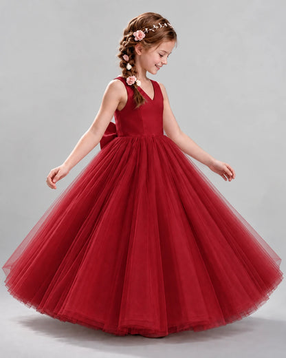 Burgundy Ball Gown Flower Girl Dresses Side