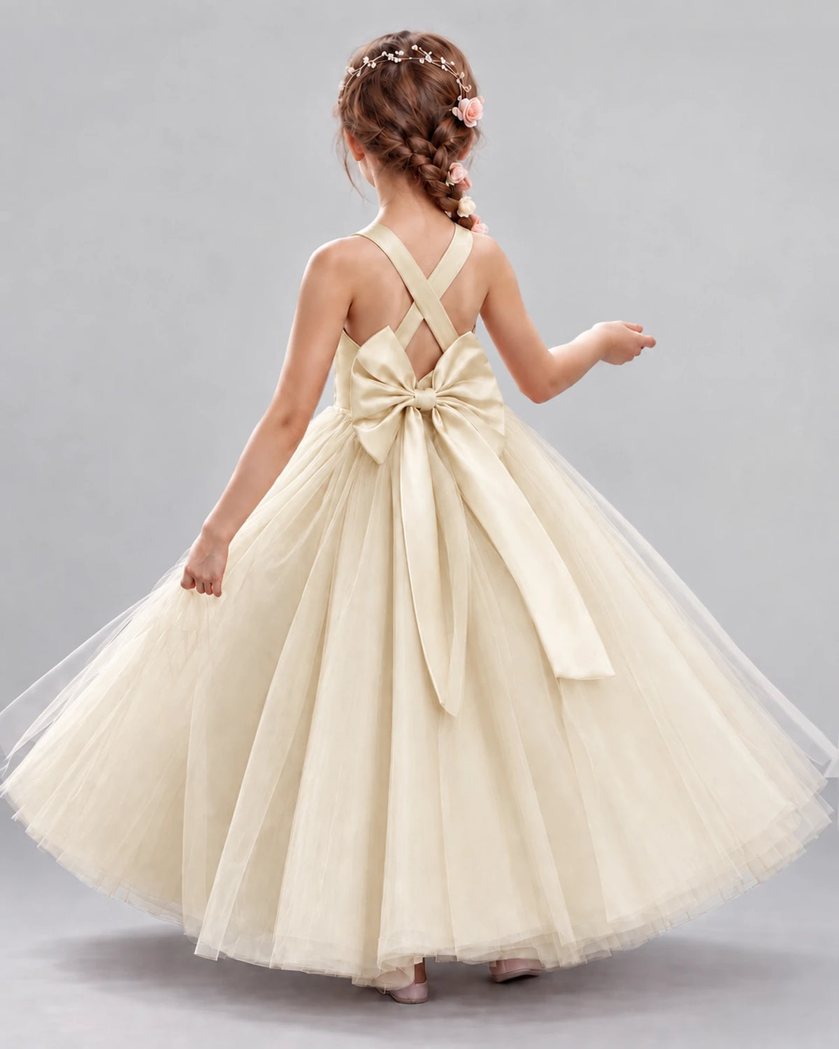 Champagne Ball Gown Flower Girl Dresses Back