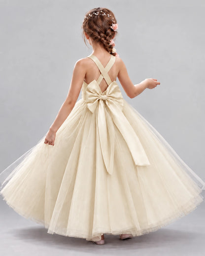 Champagne Ball Gown Flower Girl Dresses Back