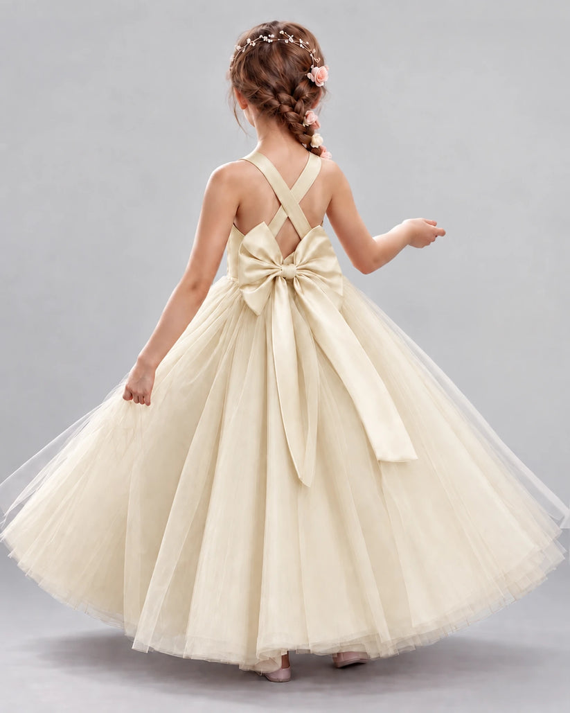 Champagne Ball Gown Flower Girl Dresses Back
