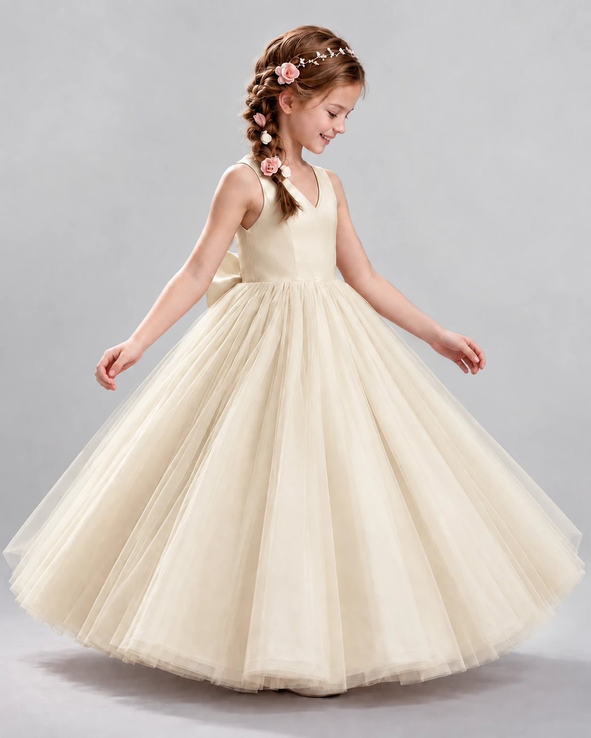 Champagne Ball Gown Flower Girl Dresses Side