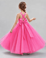 Hot Pink Ball Gown Flower Girl Dresses Back