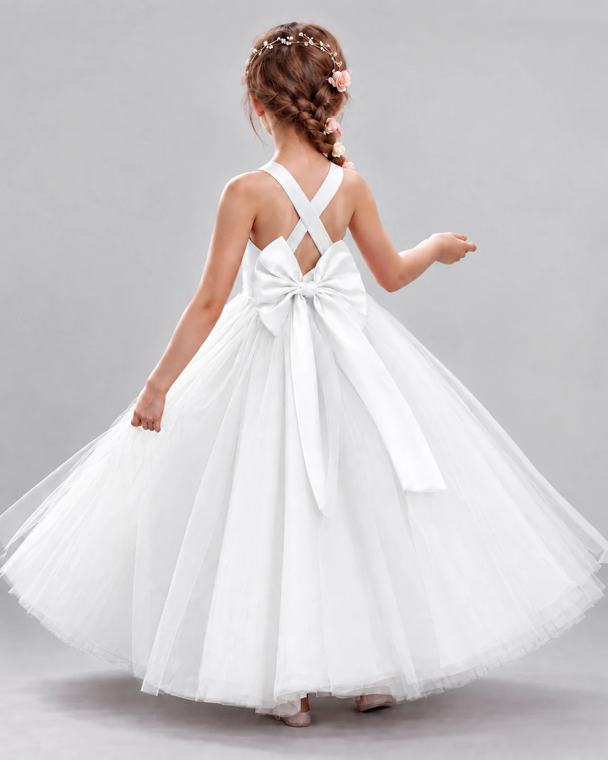Ivory Ball Gown Flower Girl Dresses Back