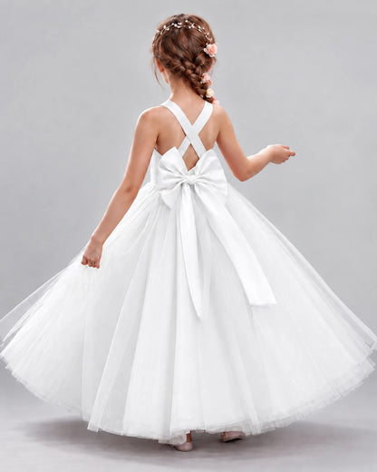Ivory Ball Gown Flower Girl Dresses Back