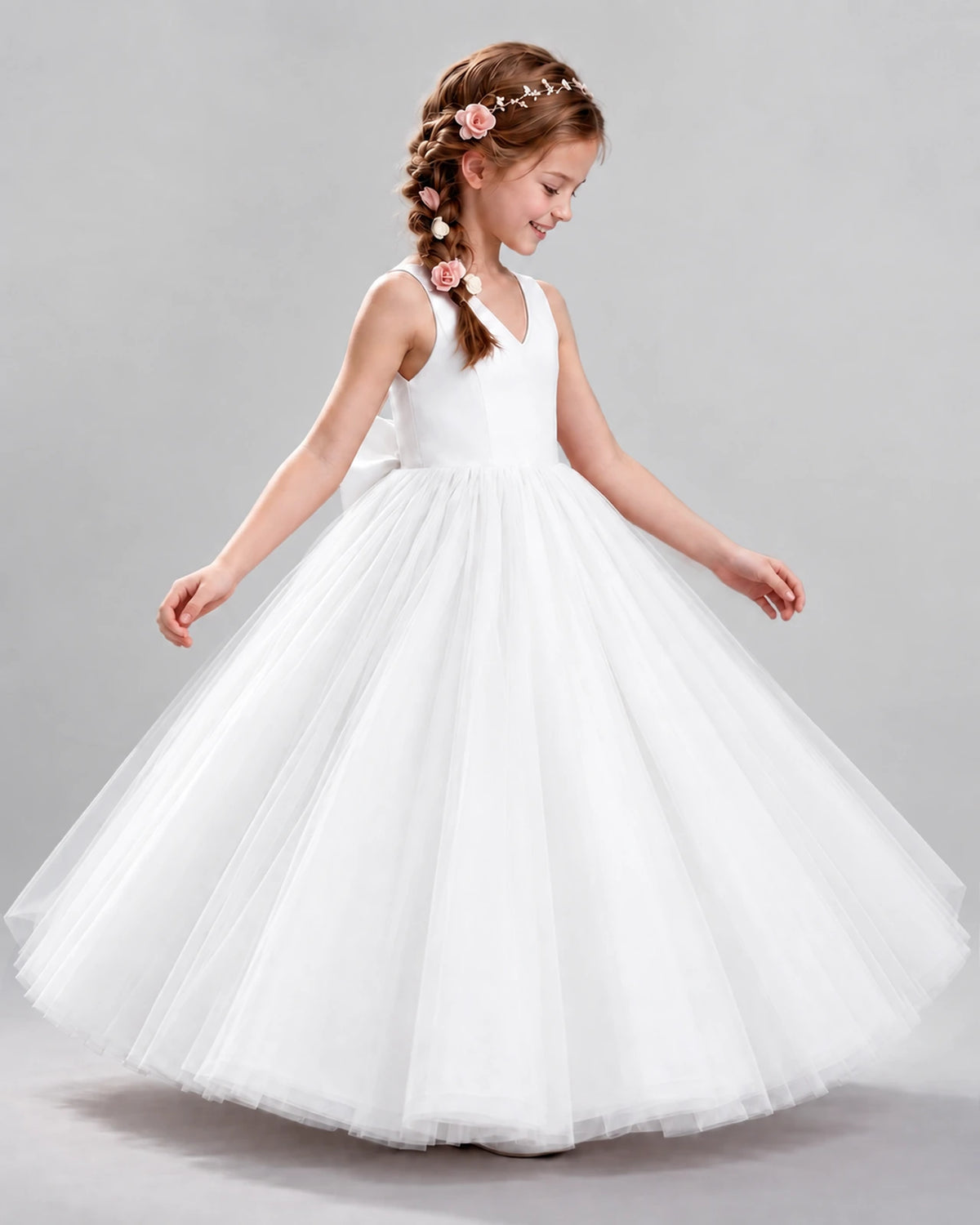Ivory Ball Gown Flower Girl Dresses Side