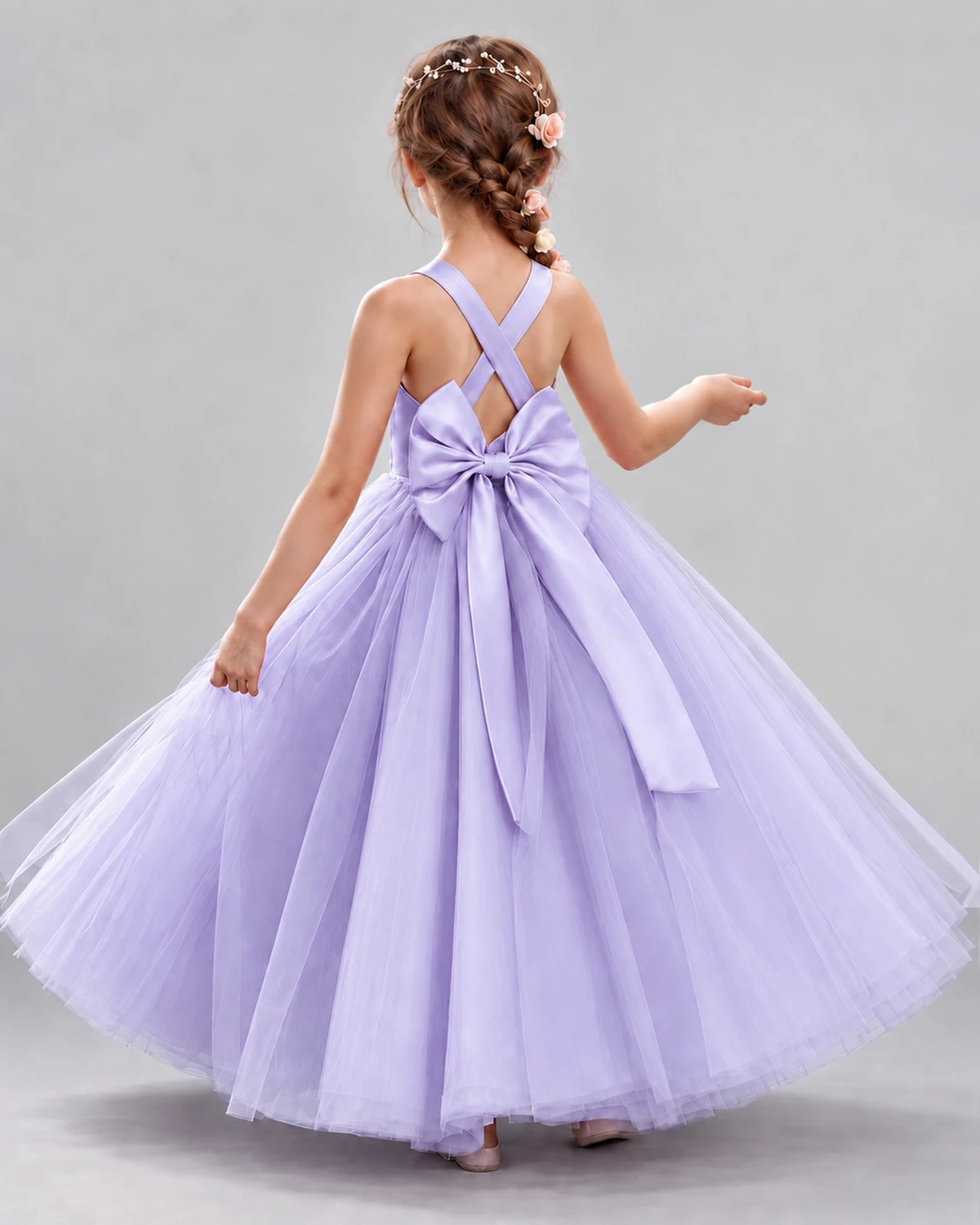 Lavender Ball Gown Flower Girl Dresses Back